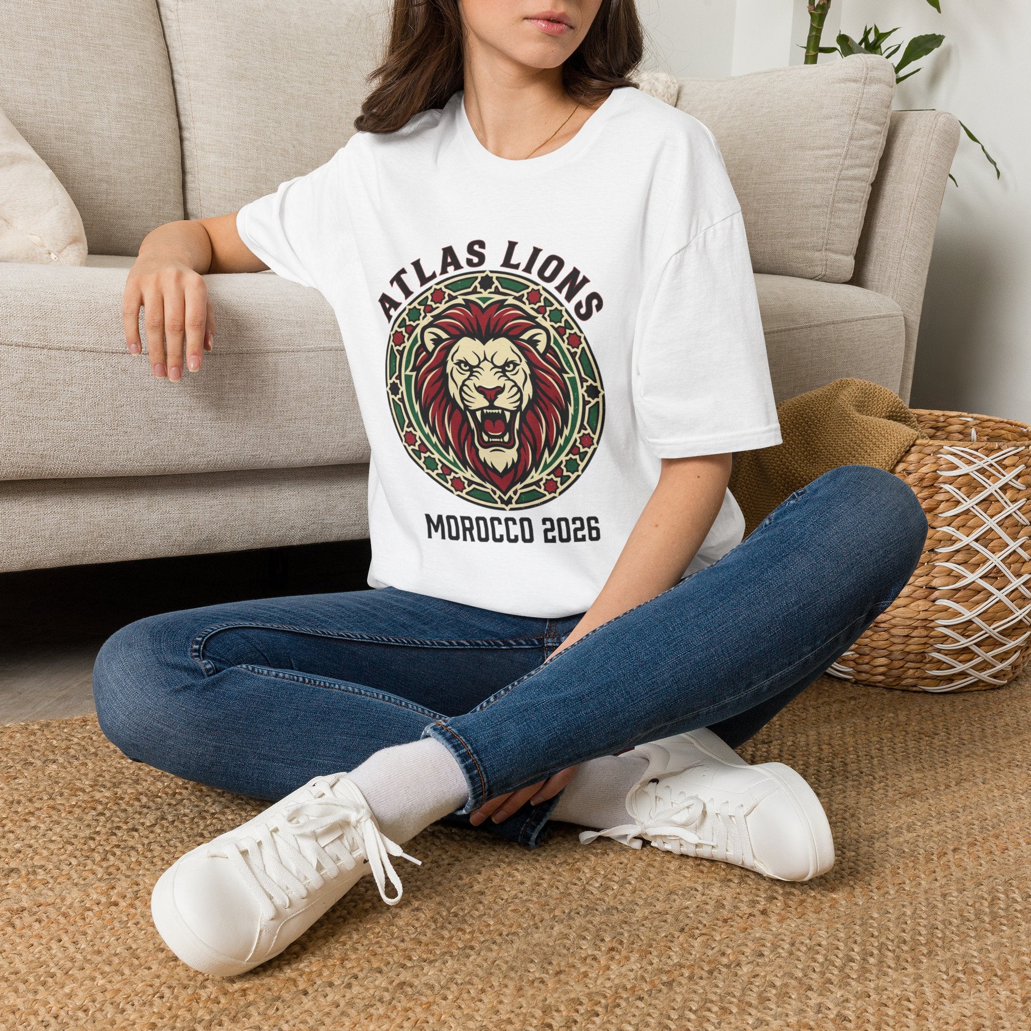 Atlas Lions Morocco 2026 T-Shirt — Lion Crest Soccer Fan Tee