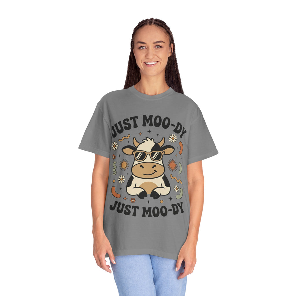 Just Moo-dy Cow T-Shirt — Cute Retro Cow Graphic Tee