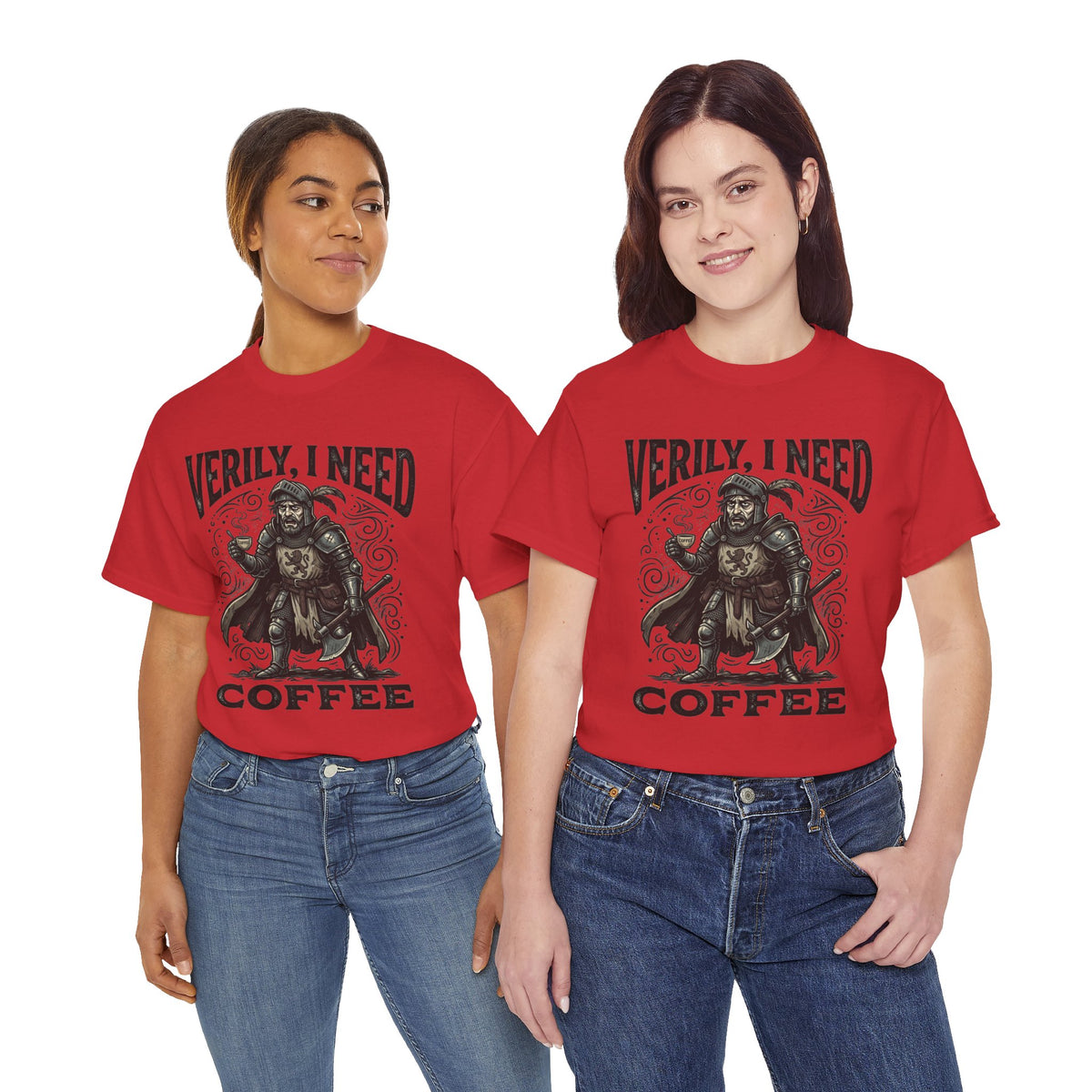 Coffee Viking T‑Shirt — “Verily, I Need Coffee” Medieval Warrior Tee