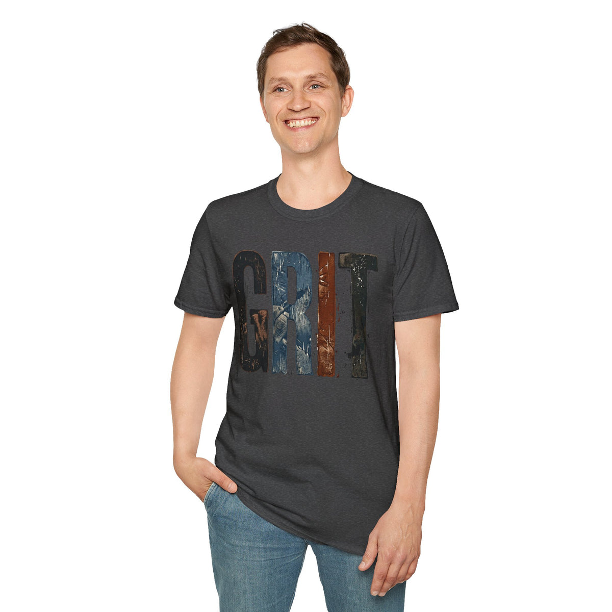 Grit Graphic T-Shirt — Rustic Patriotic Stripes Motivational Tee