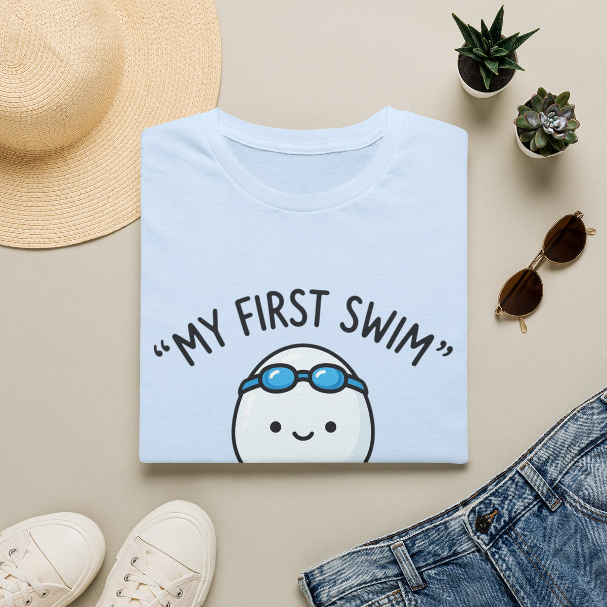 My First Swim Baby Sperm Cartoon T-Shirt — Cute Fertility Announcement Tee