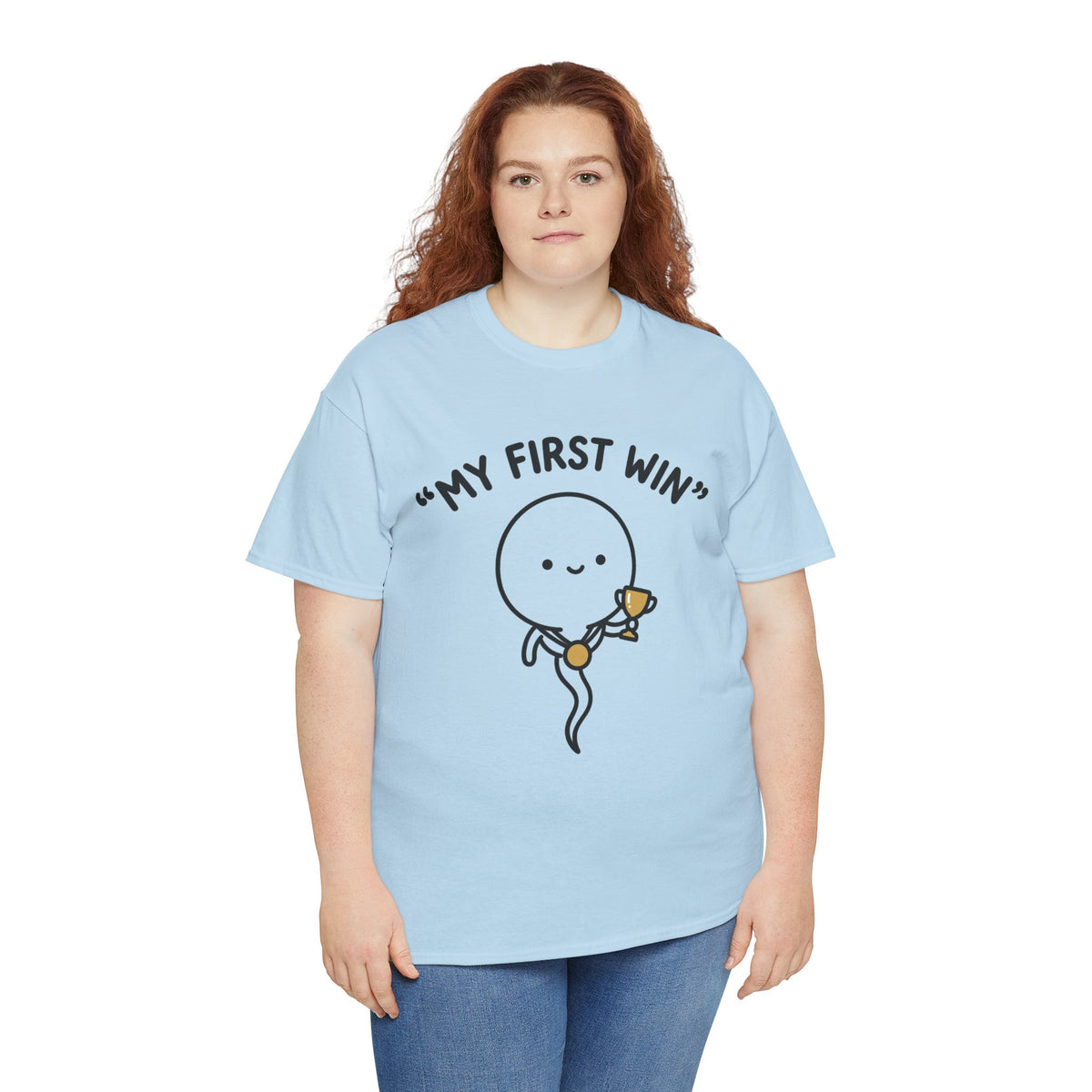 My First Win T-Shirt — Cute Sperm Trophy Graphic Tee