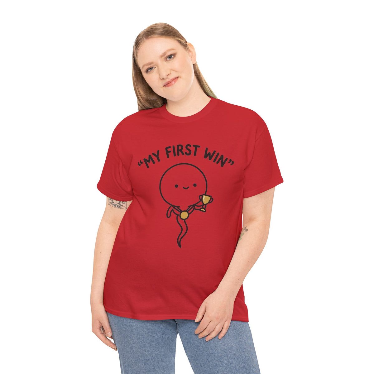 My First Win T-Shirt — Cute Sperm Trophy Graphic Tee