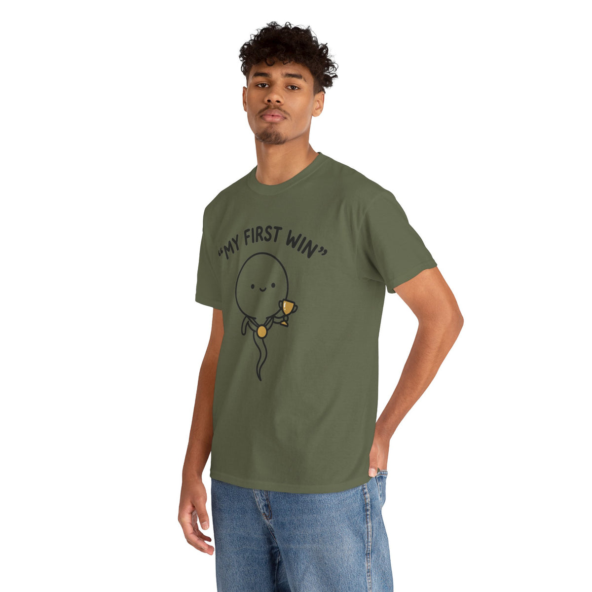 My First Win T-Shirt — Cute Sperm Trophy Graphic Tee