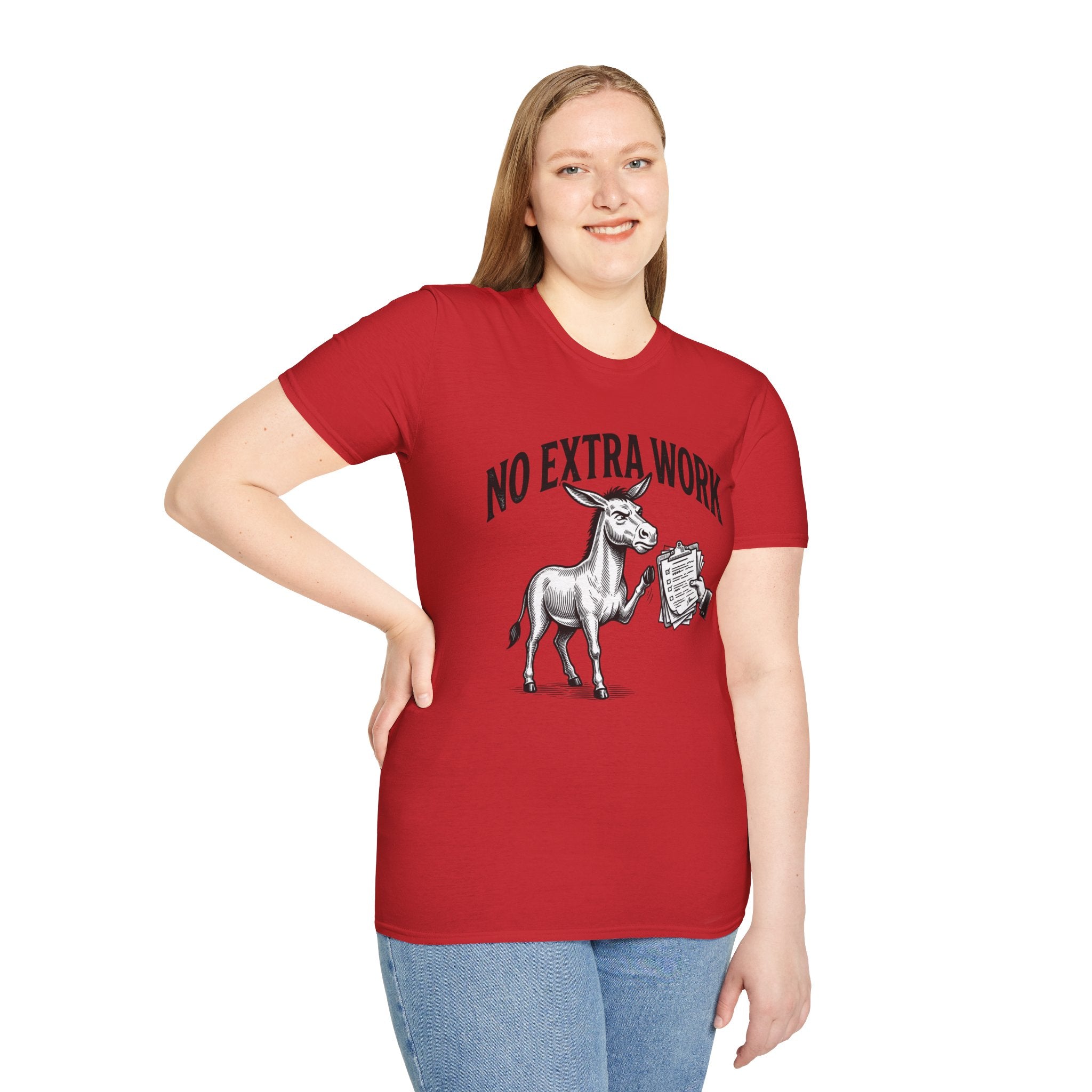 No Extra Work T-Shirt — Funny Donkey Graphic Tee for Coworkers & Hustle-Wry Humor