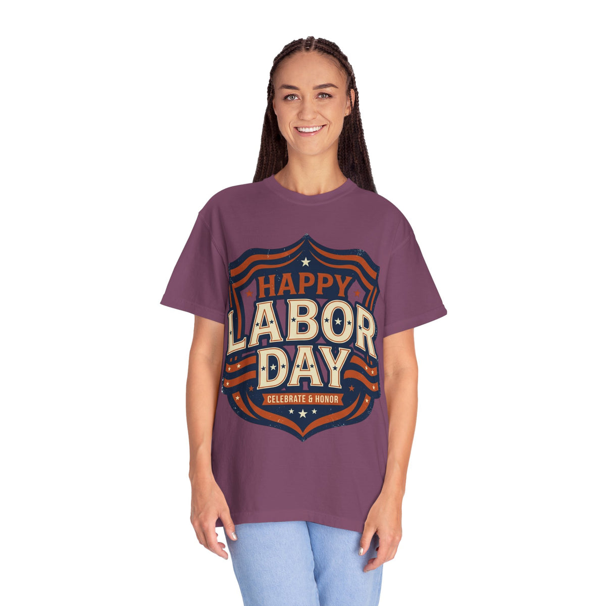 Happy Labor Day 'Celebrate & Honor' Shield Graphic T-Shirt