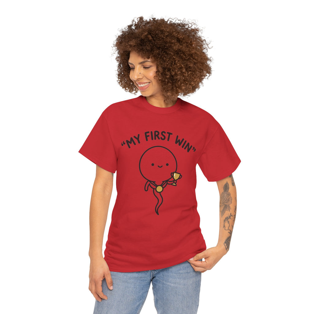 My First Win T-Shirt — Cute Sperm Trophy Graphic Tee