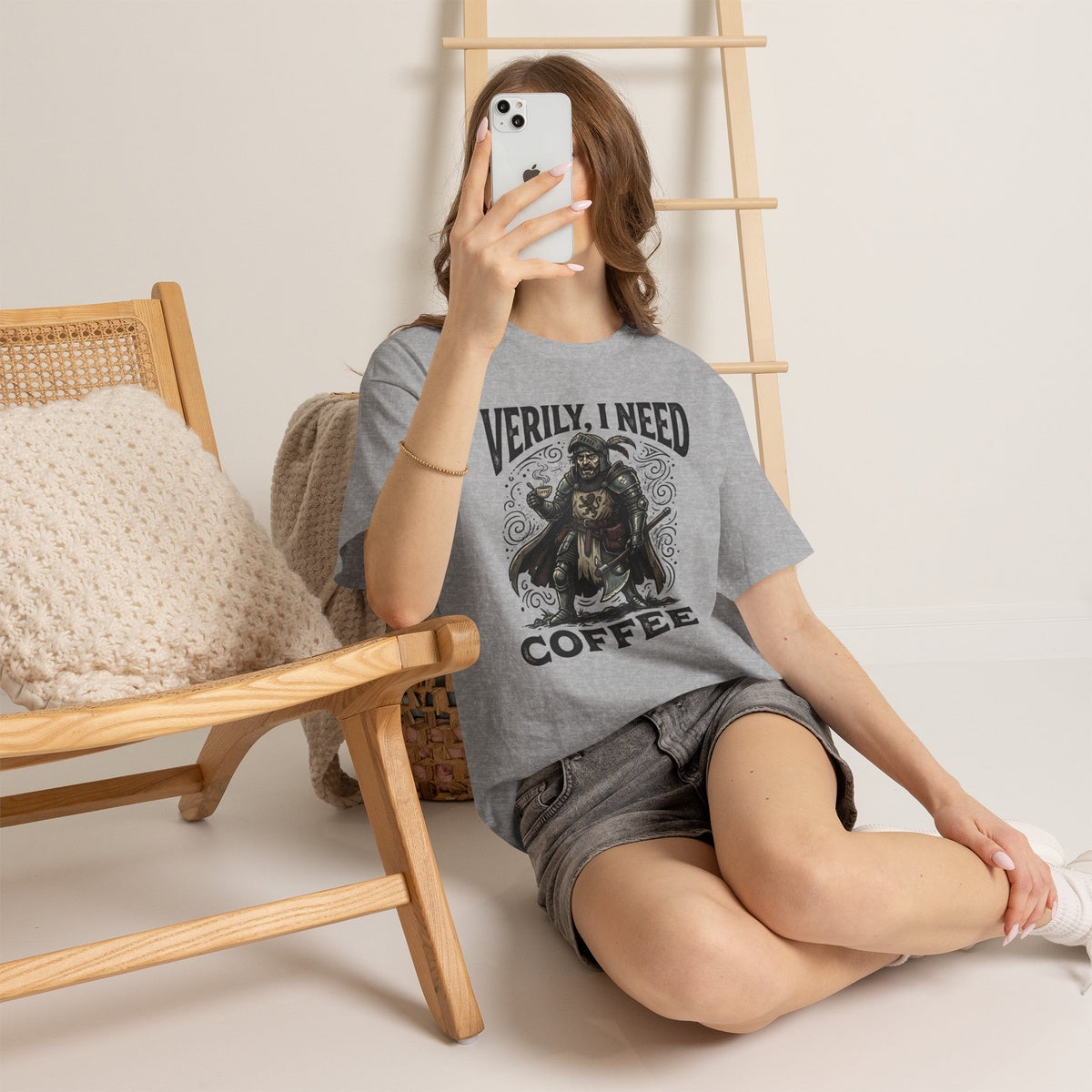 Coffee Viking T‑Shirt — “Verily, I Need Coffee” Medieval Warrior Tee