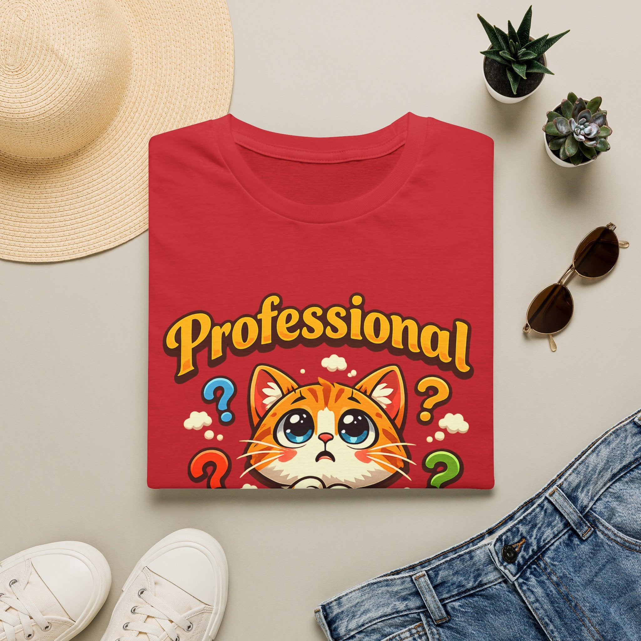 T-Shirt — "Professional Overthinker" Cute Cat Graphic