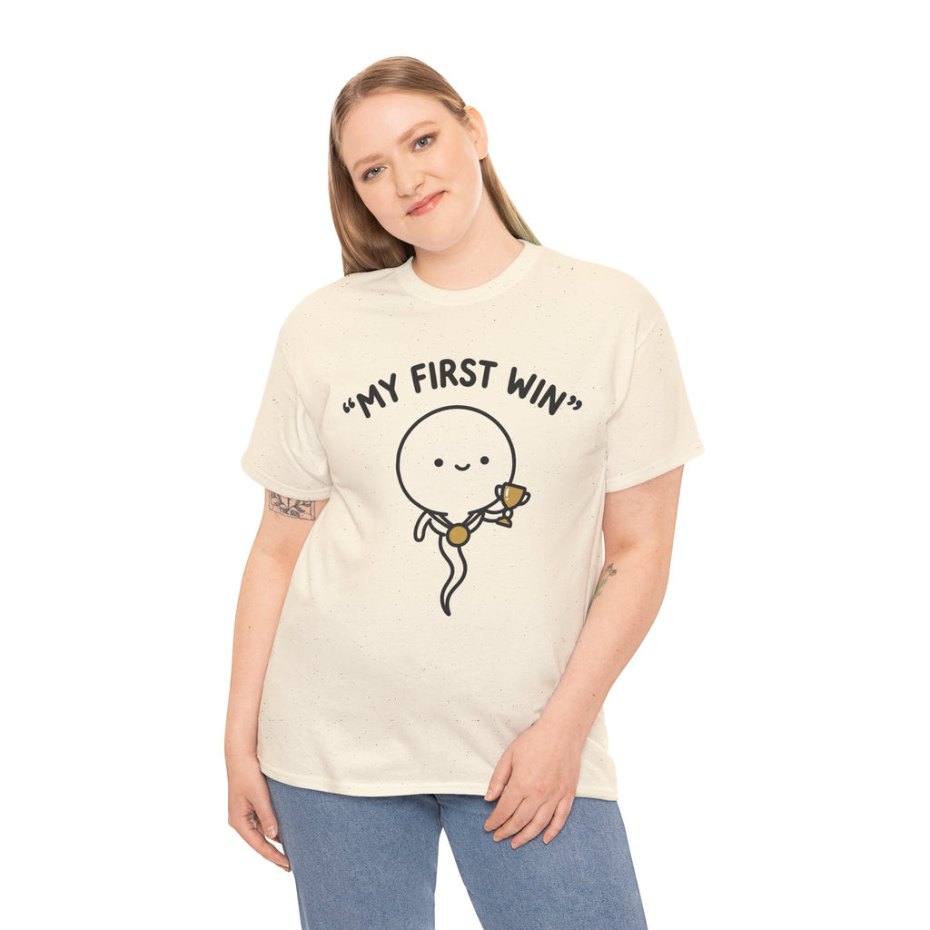 My First Win T-Shirt — Cute Sperm Trophy Graphic Tee