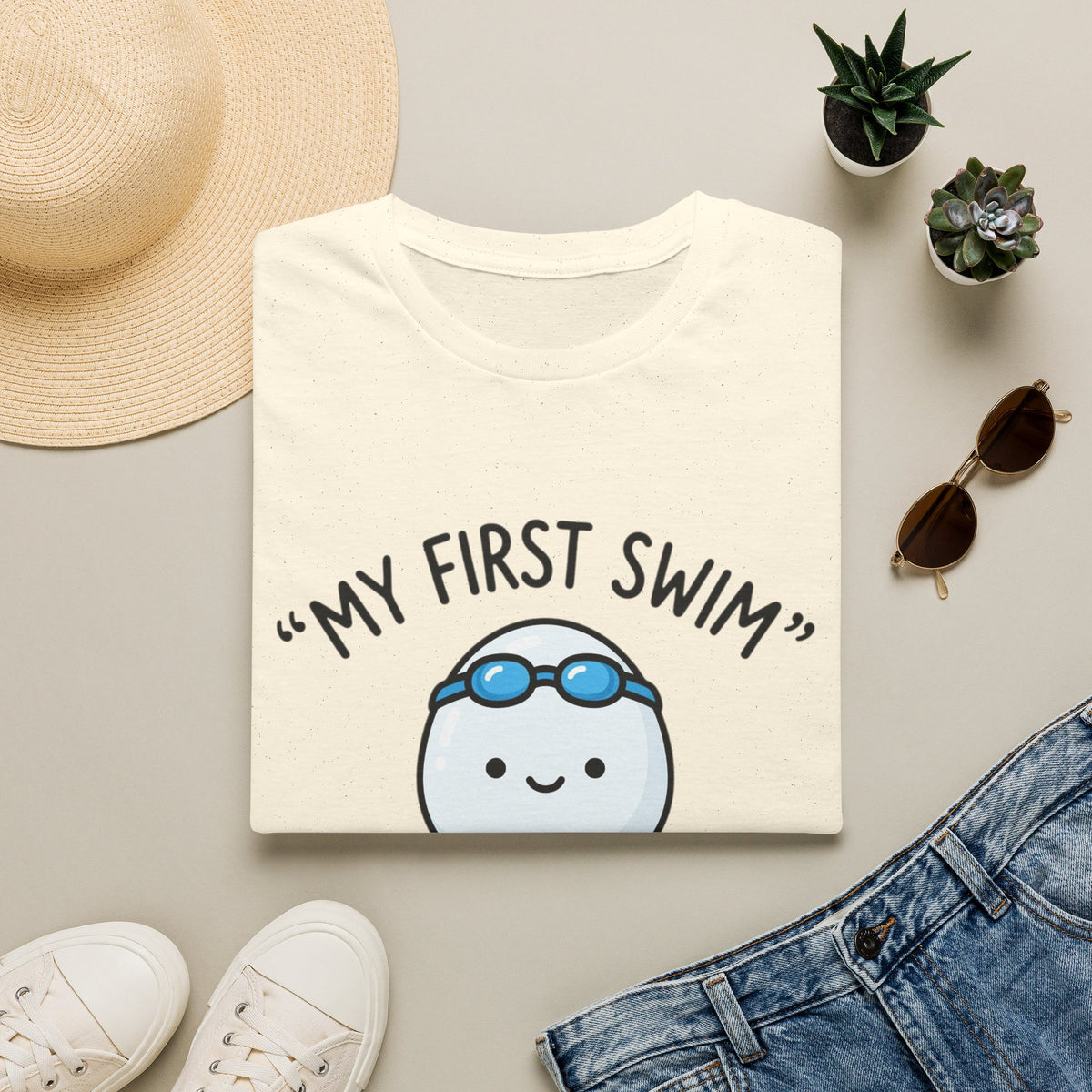 My First Swim Baby Sperm Cartoon T-Shirt — Cute Fertility Announcement Tee