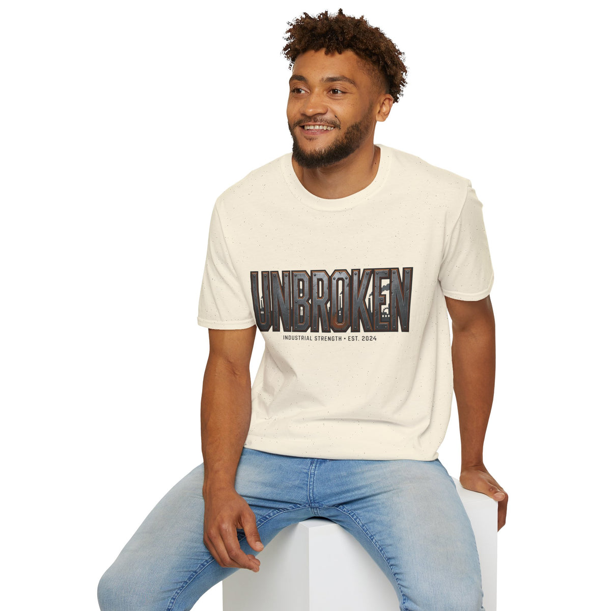 Unbroken Industrial Strength Graphic T‑Shirt — 'UNBROKEN' Bold Chest Design