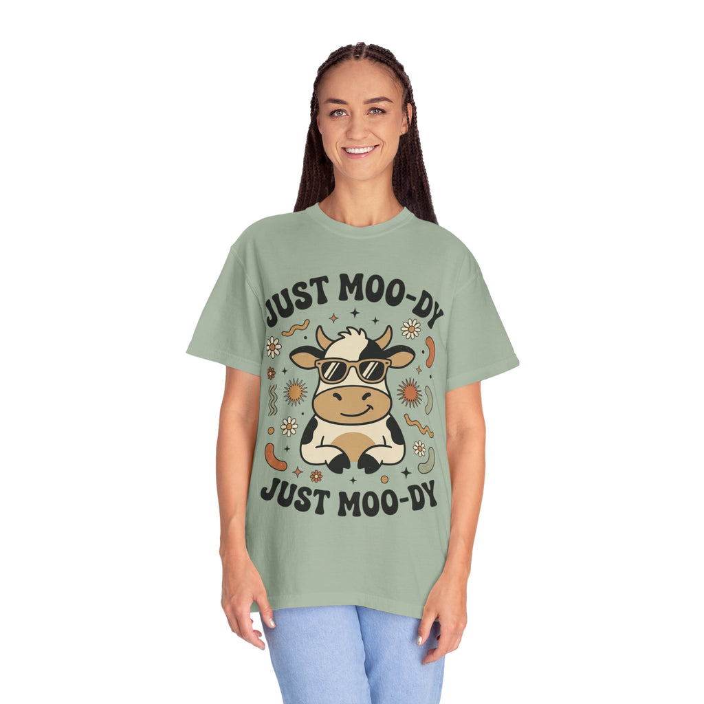 Just Moo-dy Cow T-Shirt — Cute Retro Cow Graphic Tee