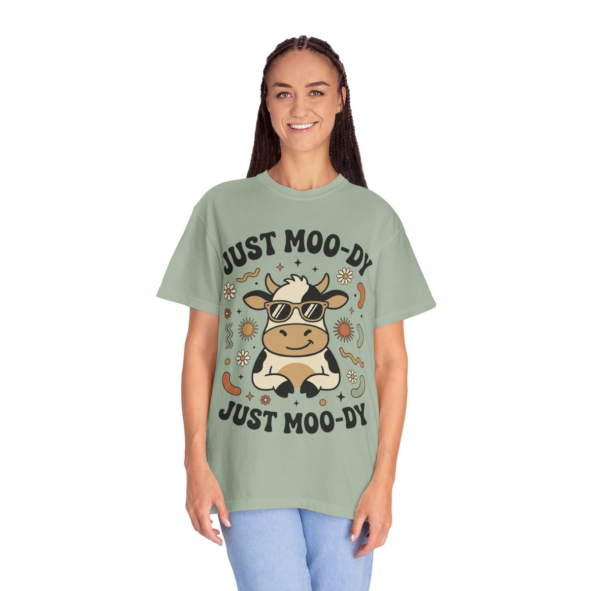 Just Moo-dy Cow T-Shirt — Cute Retro Cow Graphic Tee