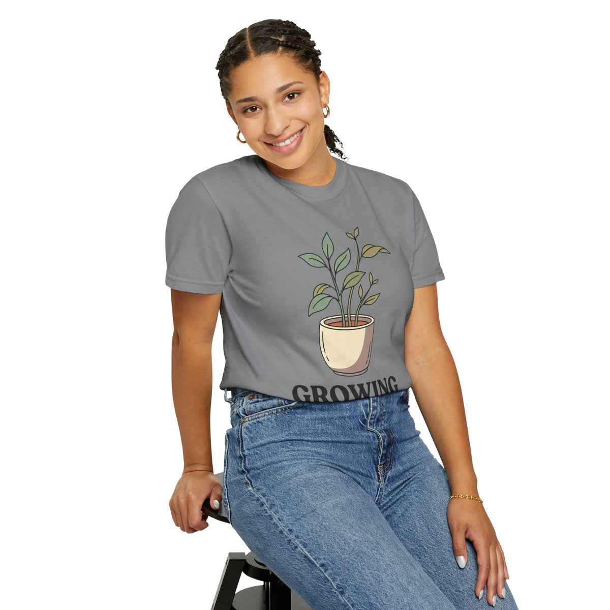 Growing Through It Plant Tee — Self Growth Graphic T-Shirt