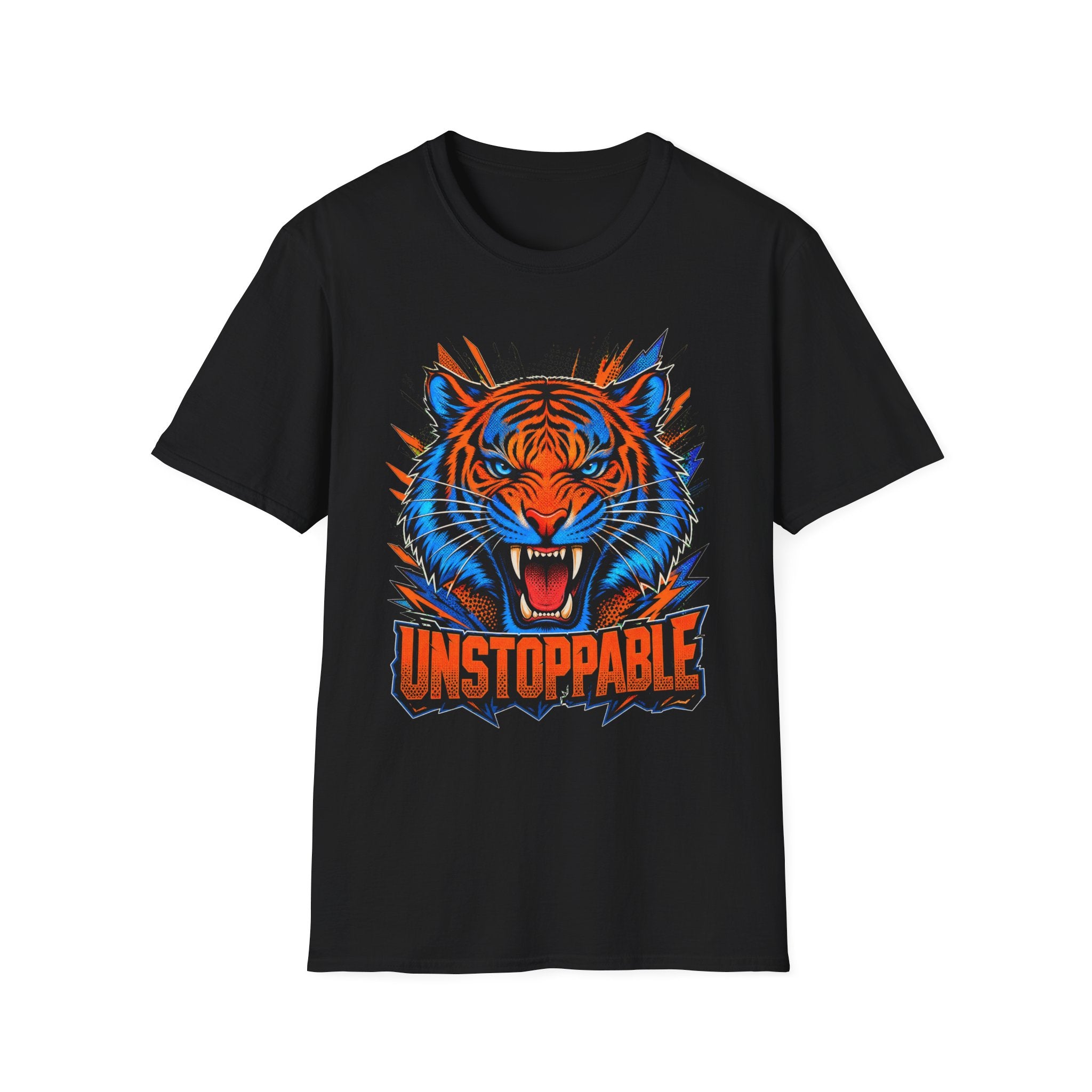 Tiger 'Unstoppable' Graphic T-Shirt — Bold Neon Tiger Face Tee