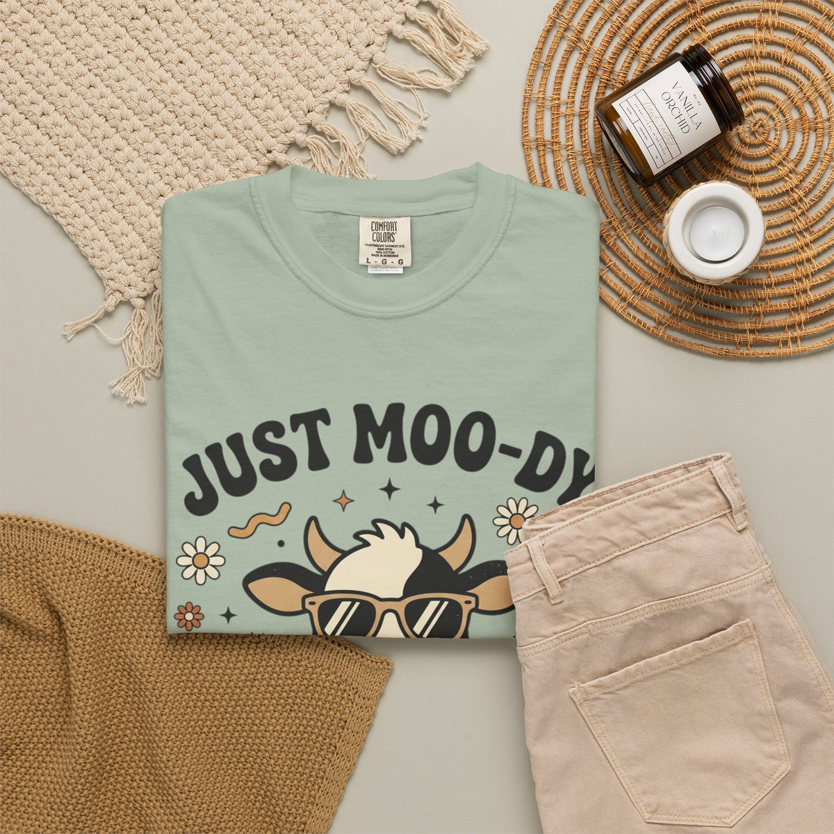 Just Moo-dy Cow T-Shirt — Cute Retro Cow Graphic Tee