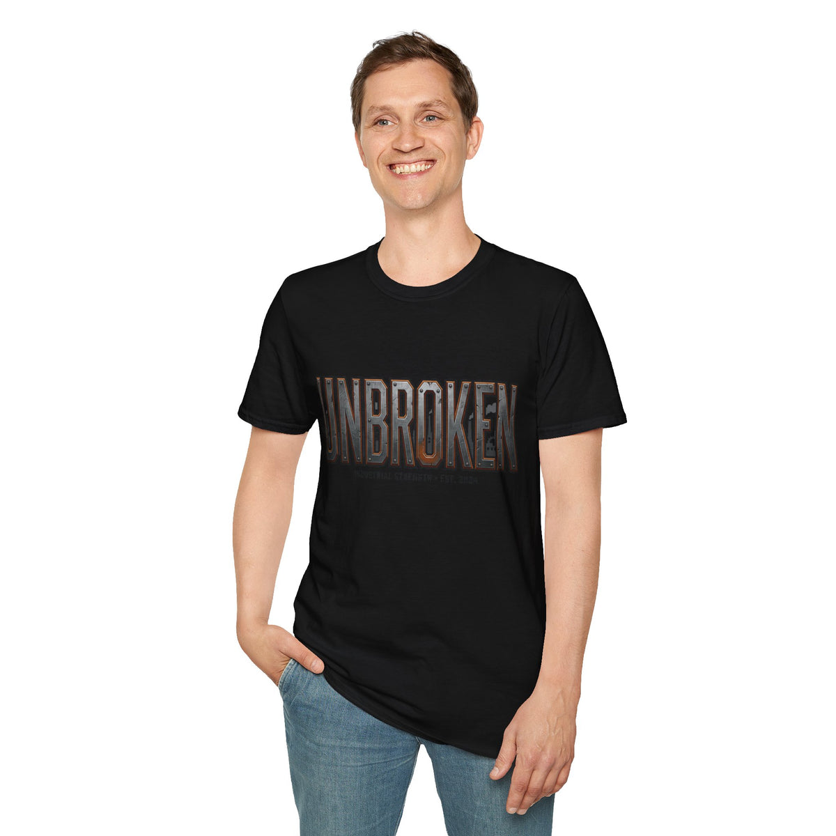 Unbroken Industrial Strength Graphic T‑Shirt — 'UNBROKEN' Bold Chest Design