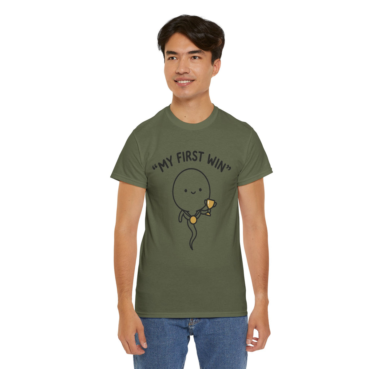 My First Win T-Shirt — Cute Sperm Trophy Graphic Tee