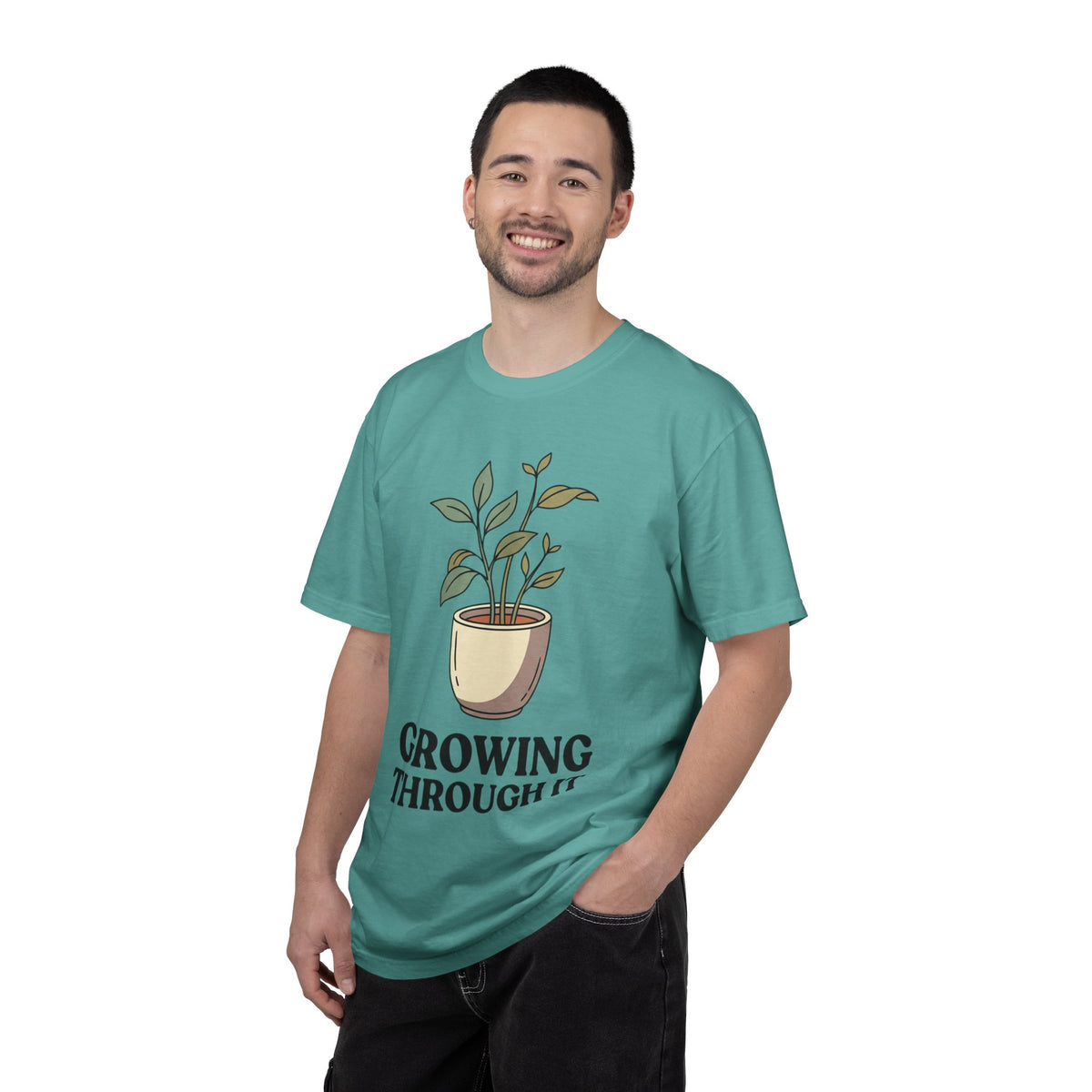 Growing Through It Plant Tee — Self Growth Graphic T-Shirt