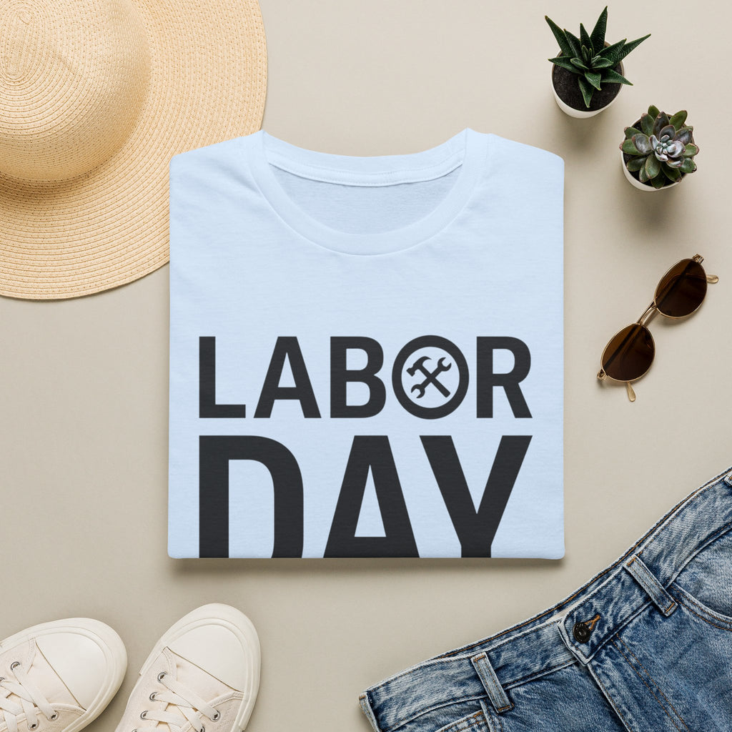 Labor Day Tools Graphic T-Shirt — Bold 'Labor Day' Text with Wrench & Hammer