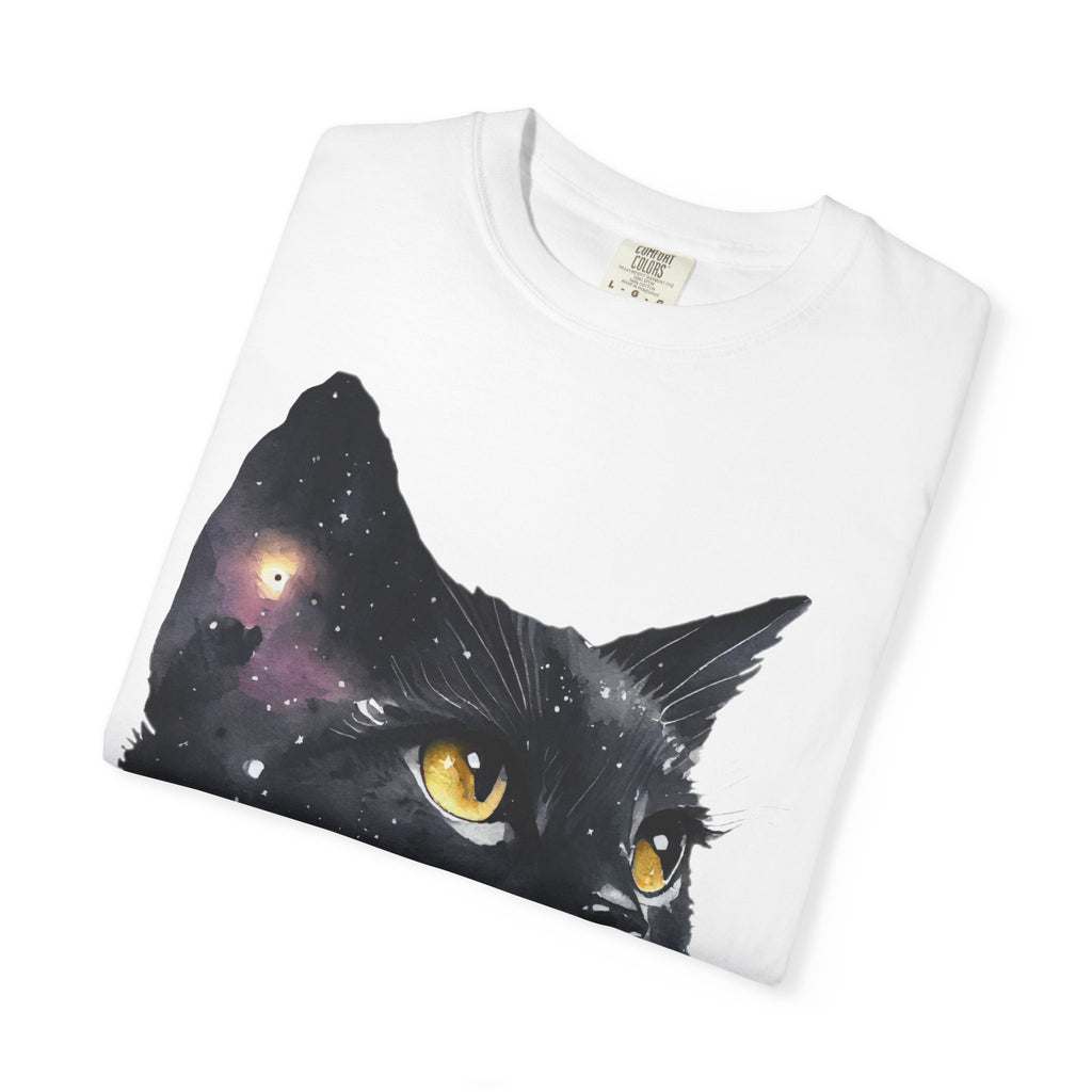 Galaxy Black Cat T-Shirt — Cosmic Cat Portrait Tee