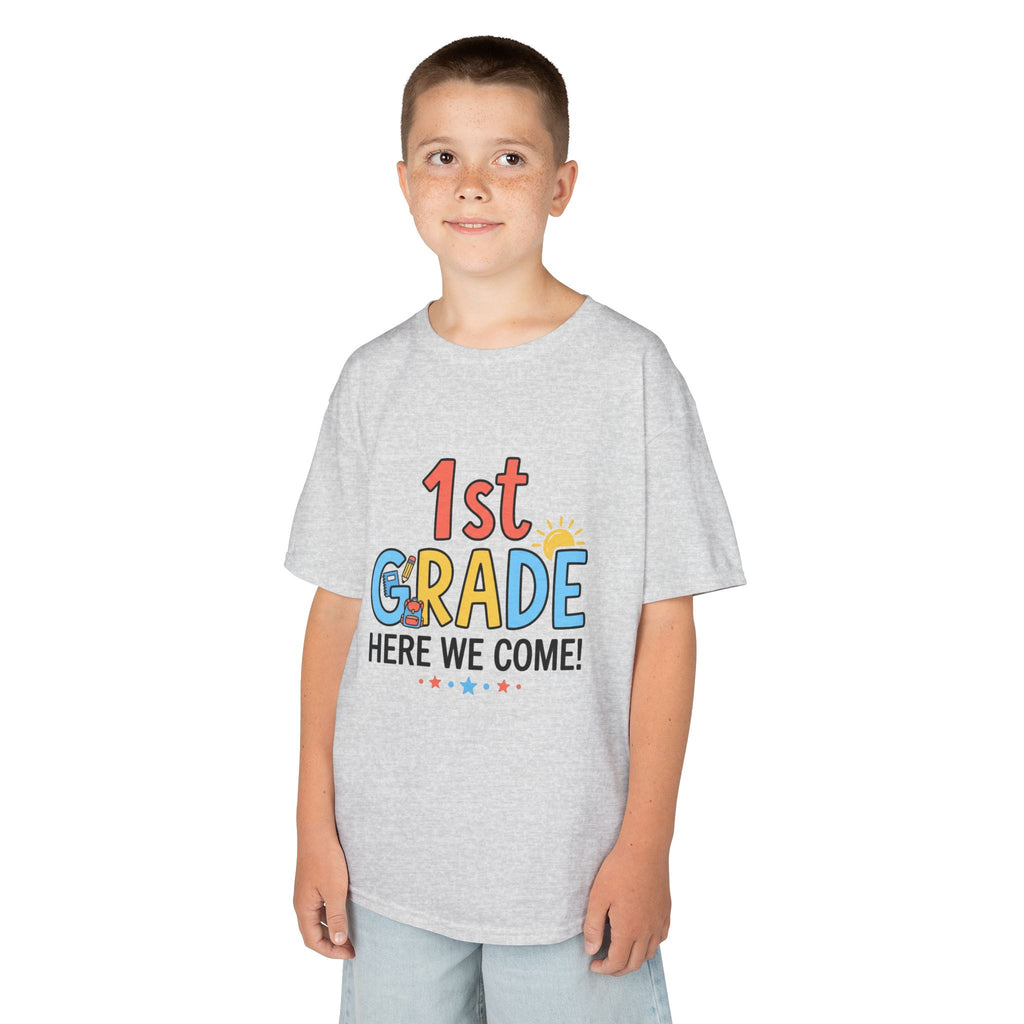 1st Grade Here We Come Kids T-Shirt — Back to School Shirt for Boys & Girls
