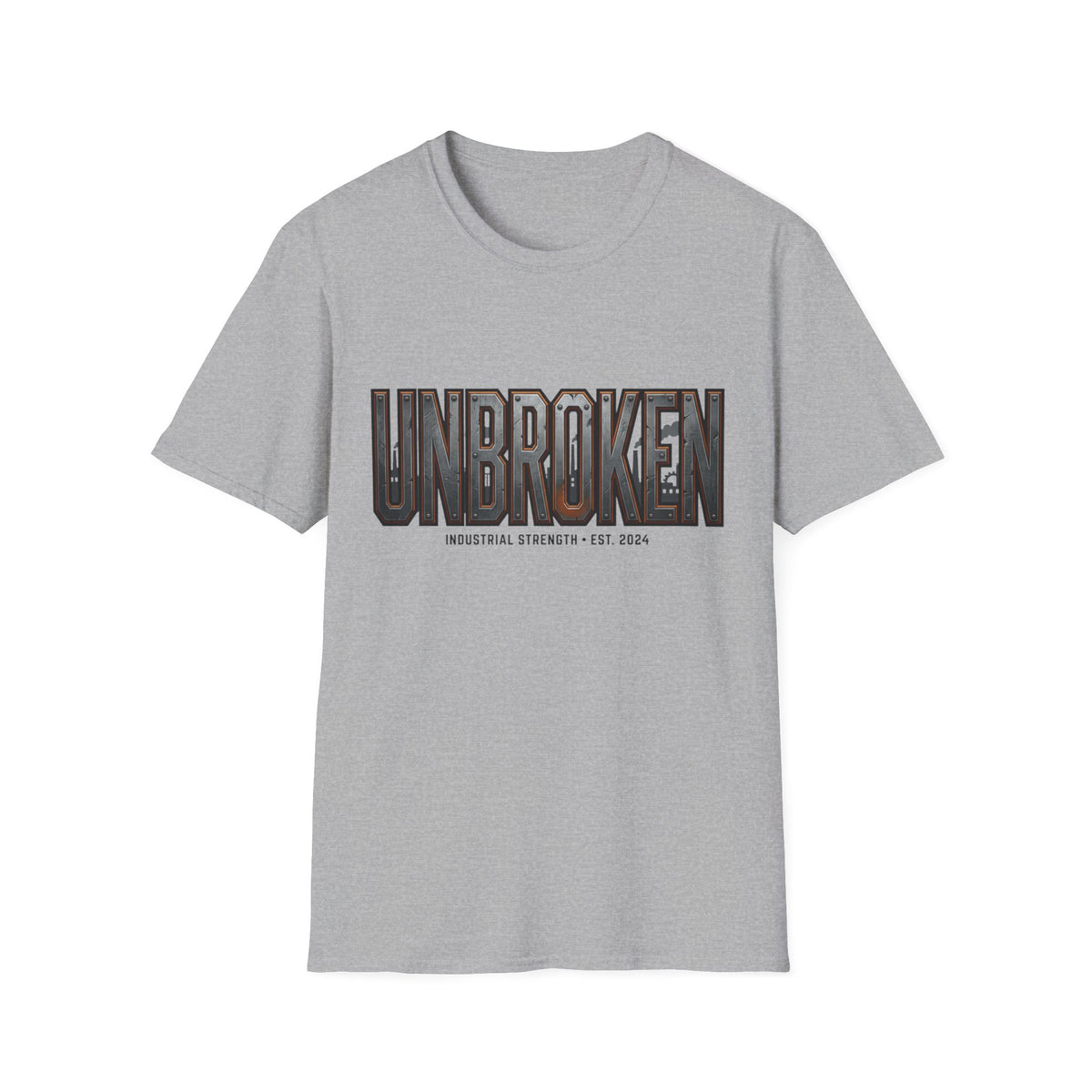 Unbroken Industrial Strength Graphic T‑Shirt — 'UNBROKEN' Bold Chest Design