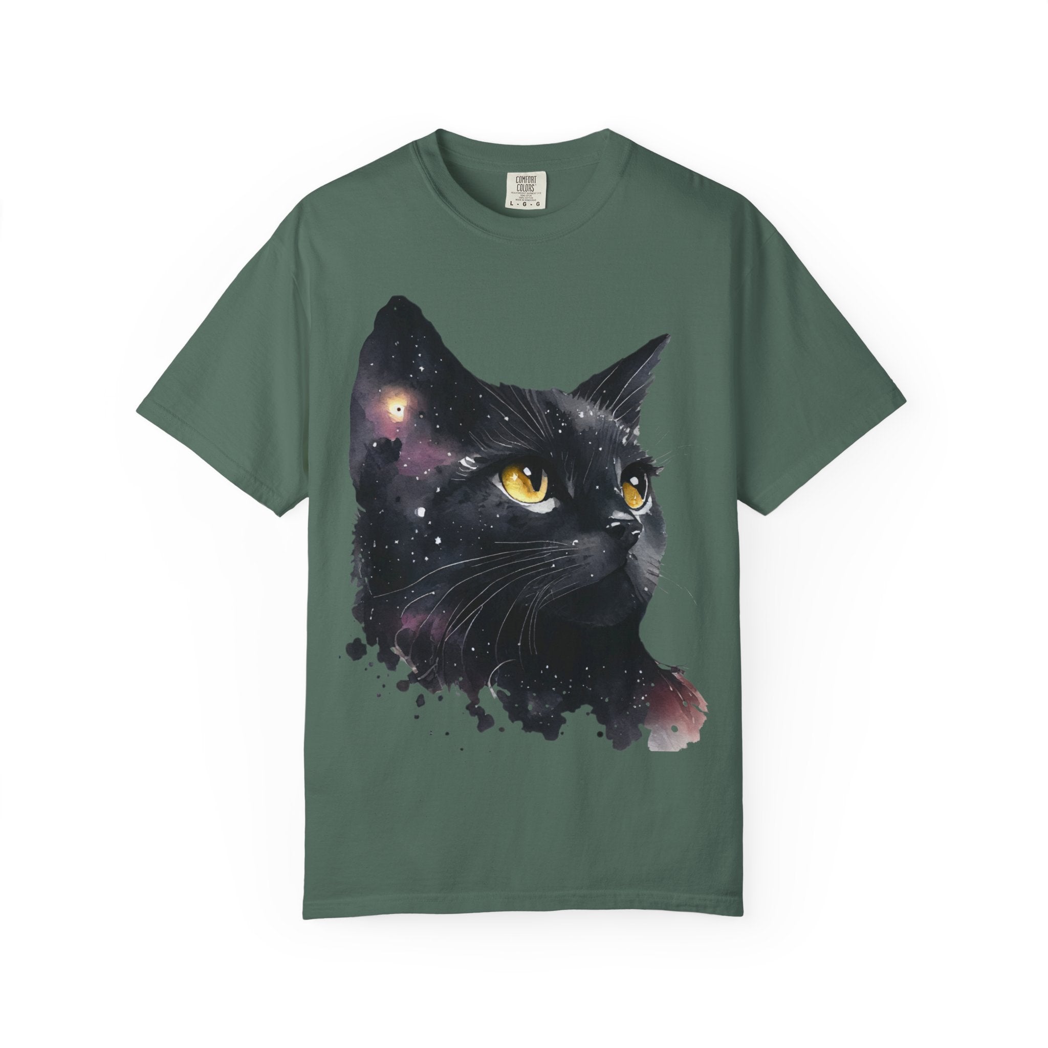 Galaxy Black Cat T-Shirt — Cosmic Cat Portrait Tee