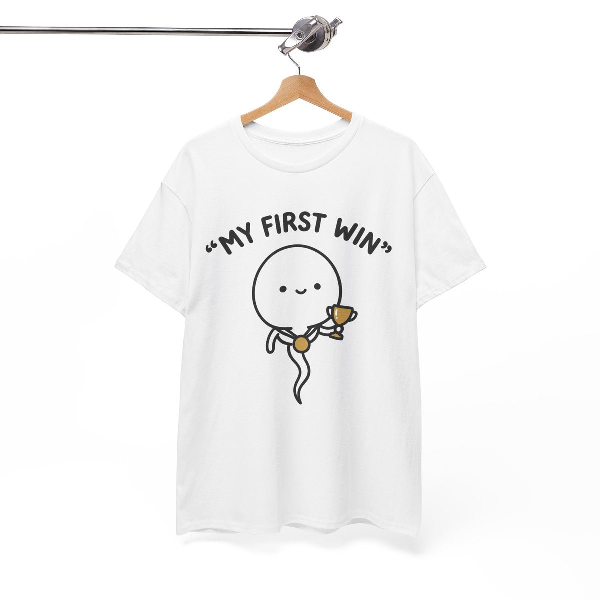 My First Win T-Shirt — Cute Sperm Trophy Graphic Tee