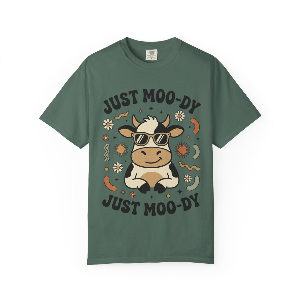Just Moo-dy Cow T-Shirt — Cute Retro Cow Graphic Tee
