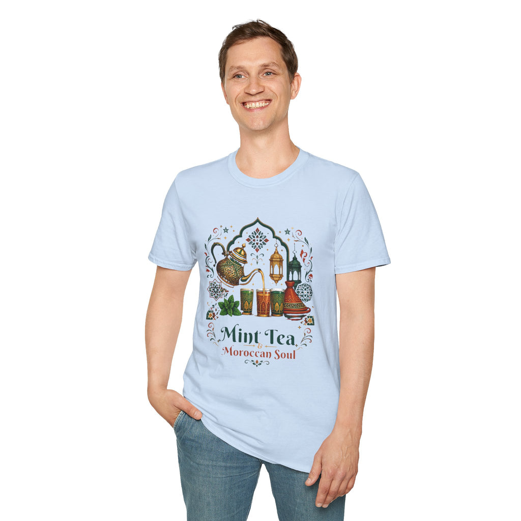 Mint Tea Moroccan Soul T-Shirt — Moroccan Tea Pot & Lantern Graphic