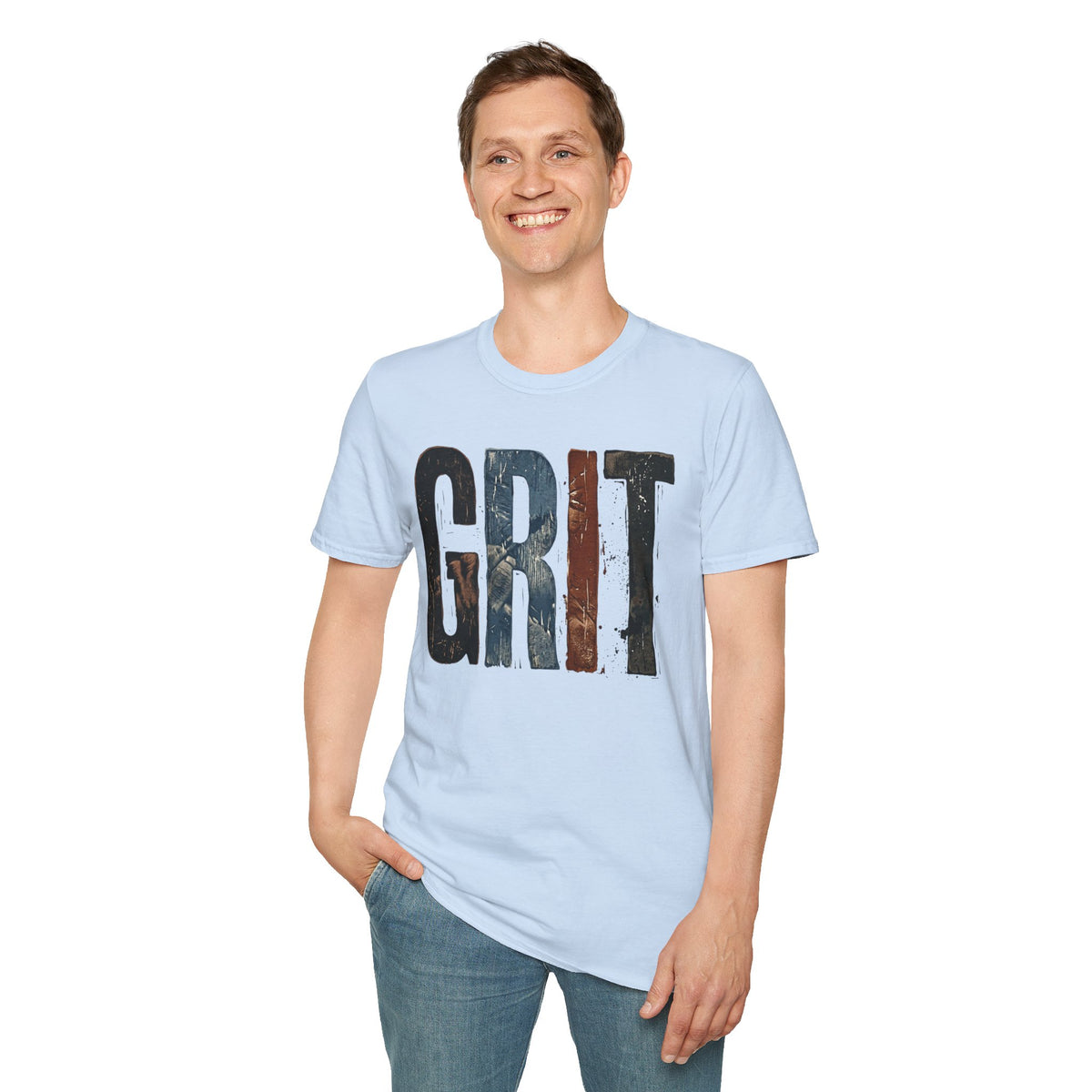 Grit Graphic T-Shirt — Rustic Patriotic Stripes Motivational Tee