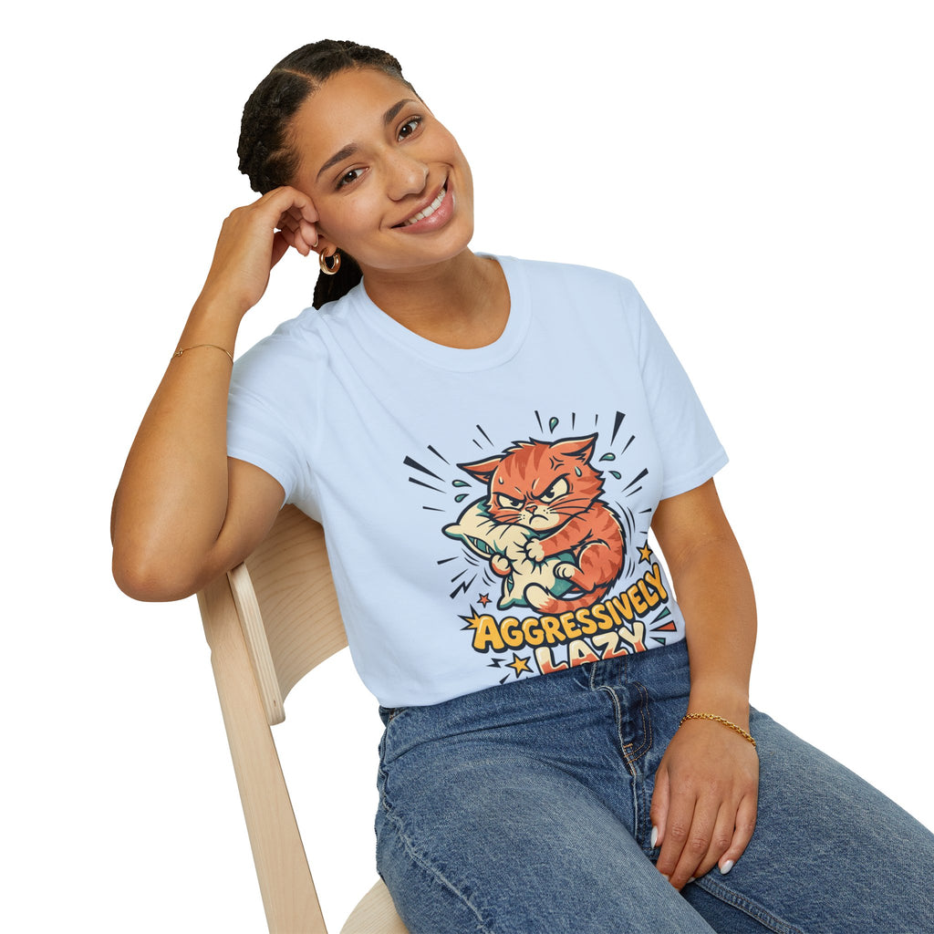 T-Shirt — Aggressively Lazy Cat Graphic Tee