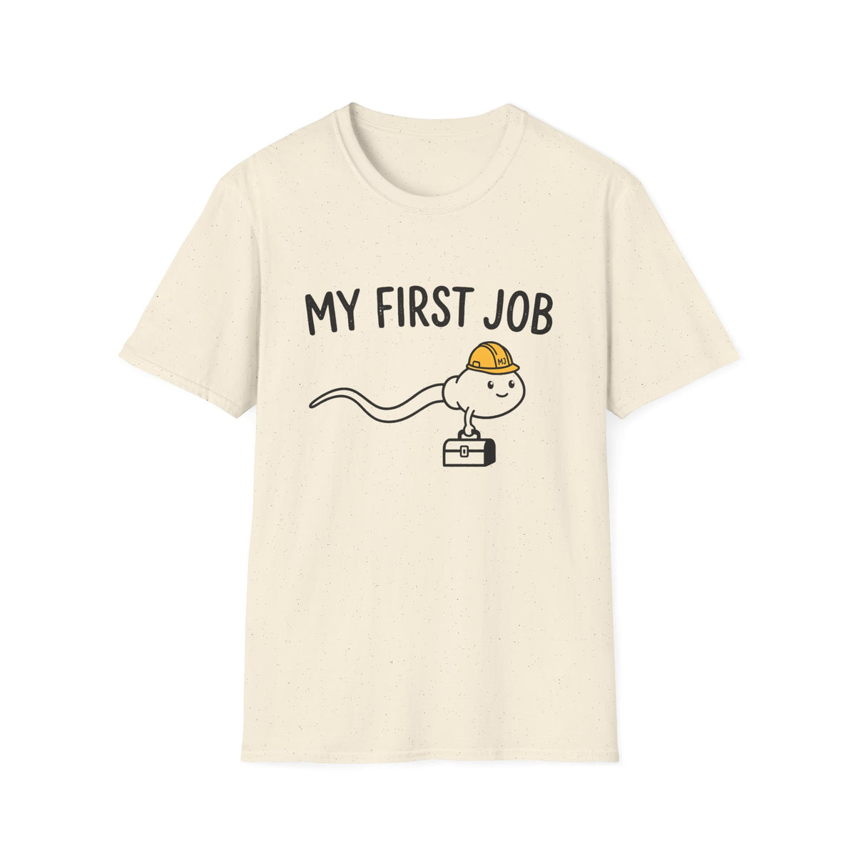 My First Job T-Shirt — Cute Sperm Cell Cartoon Construction Helmet Tee