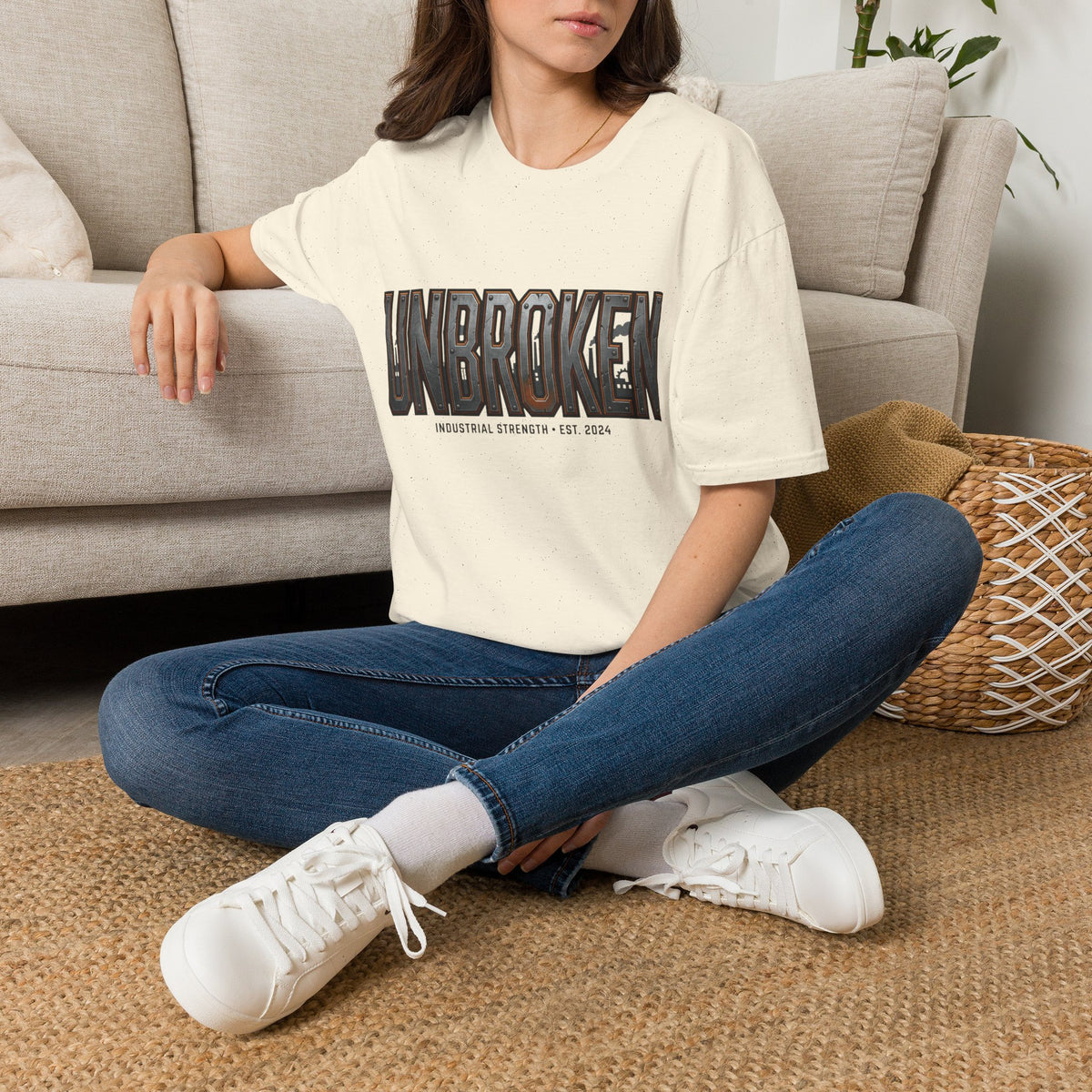 Unbroken Industrial Strength Graphic T‑Shirt — 'UNBROKEN' Bold Chest Design