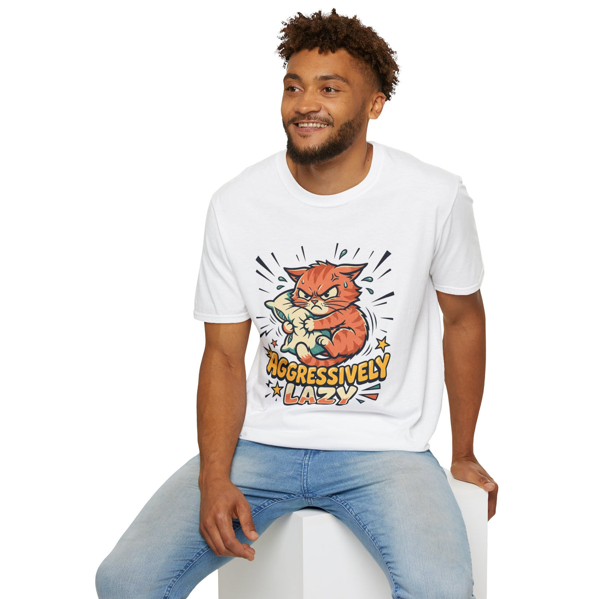 T-Shirt — Aggressively Lazy Cat Graphic Tee
