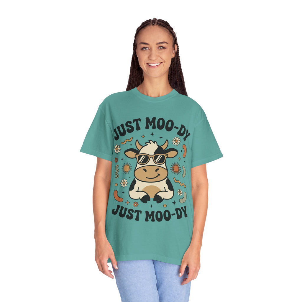 Just Moo-dy Cow T-Shirt — Cute Retro Cow Graphic Tee