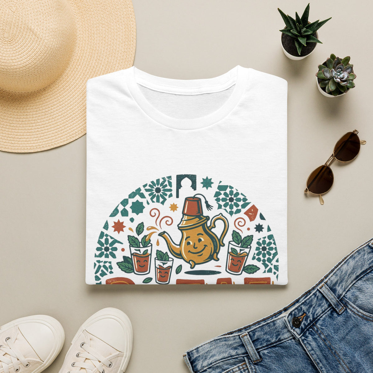 T-Shirt — Bzzaf Moroccan Tea Graphic Tee (funny ‘BZZAF’ design)