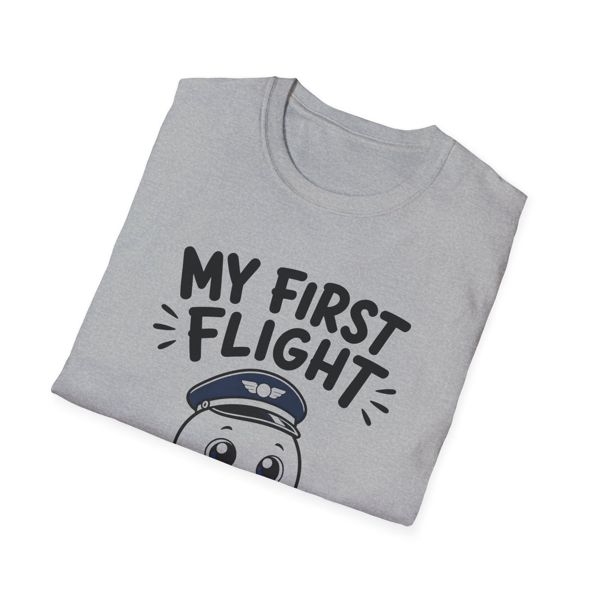 My First Flight T-Shirt — Cute Baby/Infant Travel Tee (Pilot Hat Ghost Design)