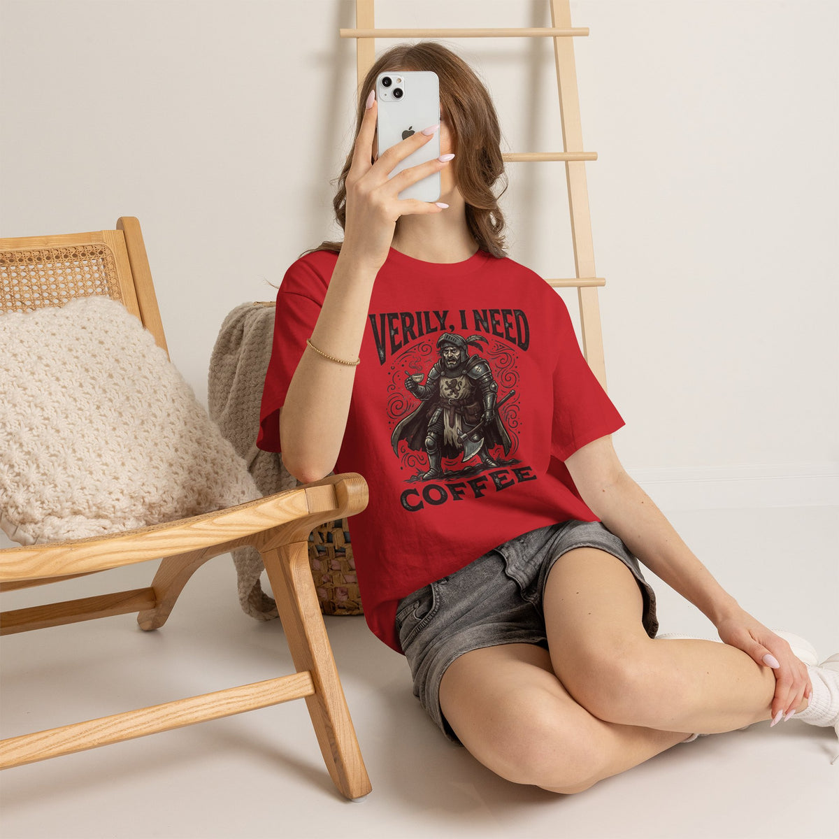 Coffee Viking T‑Shirt — “Verily, I Need Coffee” Medieval Warrior Tee