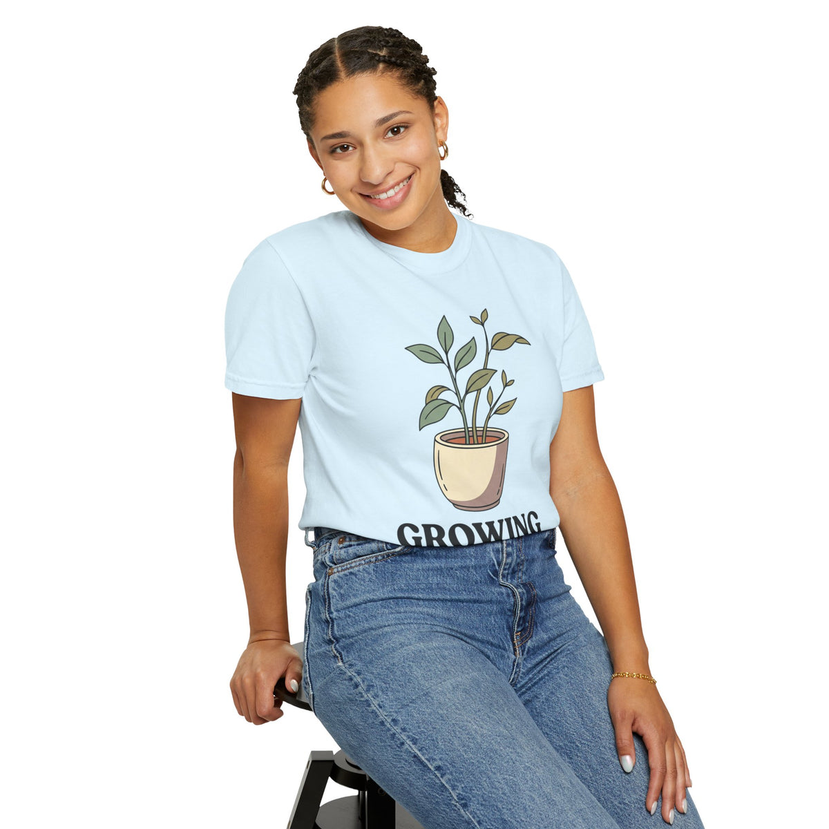 Growing Through It Plant Tee — Self Growth Graphic T-Shirt