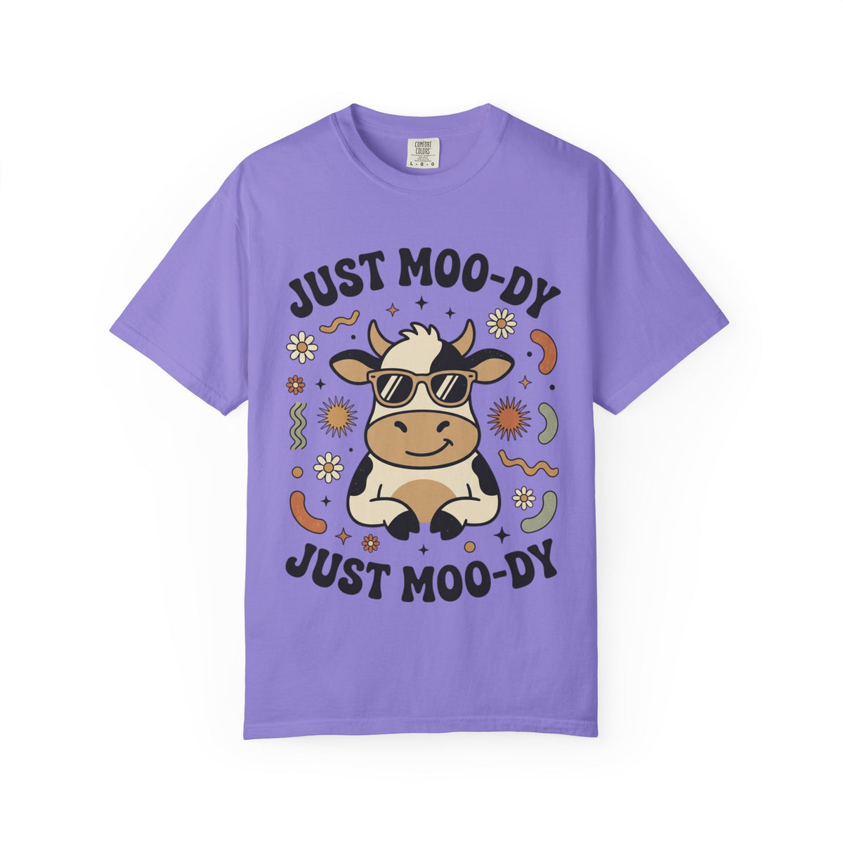 Just Moo-dy Cow T-Shirt — Cute Retro Cow Graphic Tee