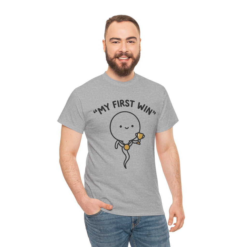 My First Win T-Shirt — Cute Sperm Trophy Graphic Tee