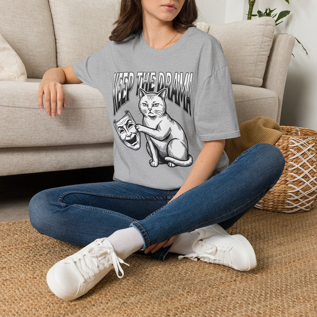Keep the Drama Cat T-Shirt — Funny Cat Graphic Tee with 'Keep The Drama' Slogan