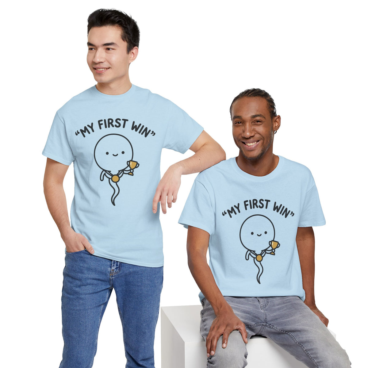My First Win T-Shirt — Cute Sperm Trophy Graphic Tee