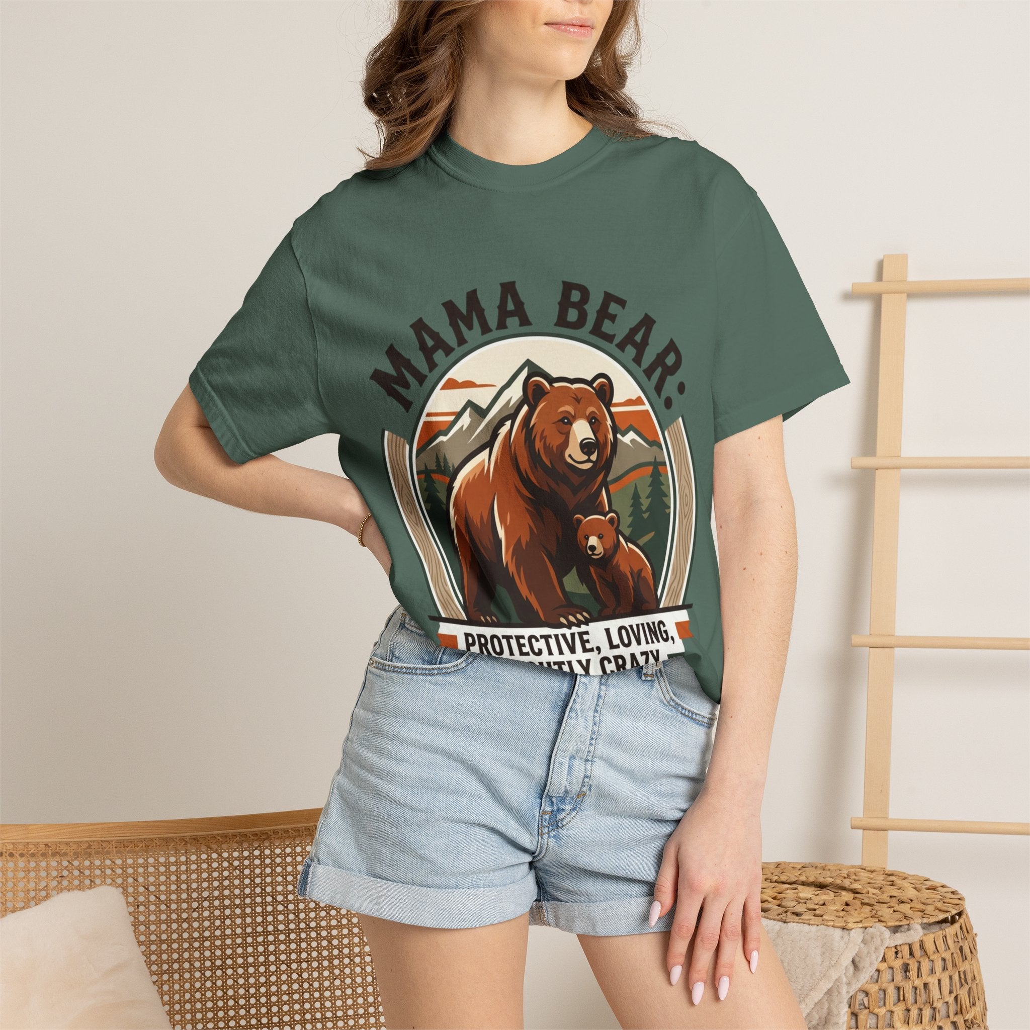 Mama Bear T-Shirt — "Mama Bear: Protective, Loving, Slightly Crazy" Graphic Tee