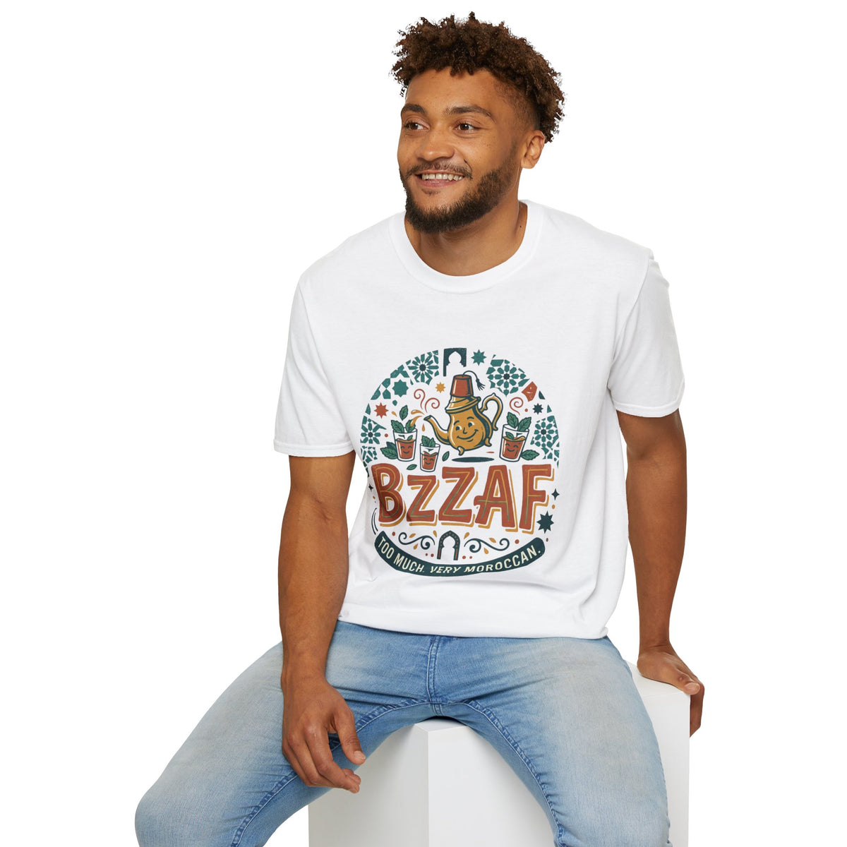 T-Shirt — Bzzaf Moroccan Tea Graphic Tee (funny ‘BZZAF’ design)
