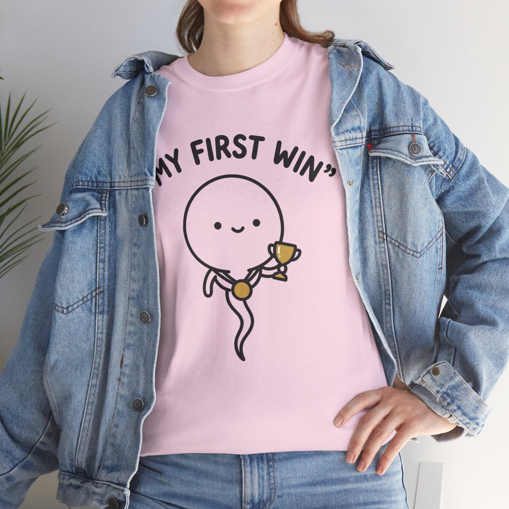 My First Win T-Shirt — Cute Sperm Trophy Graphic Tee