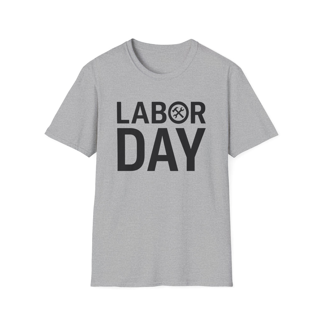 Labor Day Tools Graphic T-Shirt — Bold 'Labor Day' Text with Wrench & Hammer